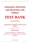 Test Bank &ndash; Automotive Electricity and Electronics&comma; 6th Edition &ndash; James D&period; Halderman &ndash; ISBN 9780135764428 &lpar;Chapters 1&ndash;30 Covered&rpar;