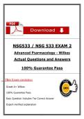 NSG 533 &sol; NSG533 Exam 2 &lpar;Advanced Pharmacology &ndash; Wilkes&rpar; &ndash; Actual Questions & Verified Answers PDF