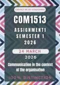 COM1513 Assignment 1 Semester 1 2026 Memo &vert; Due Date  24 March 2026