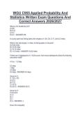 WGU C955 Applied Probability And Statistics Written Exam Questions And Correct Answers 2026&sol;2027