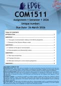 COM1511 Assignment 1 &lpar;ANSWERS&rpar; Semester 1 2026 - DISTINCTION GUARANTEED