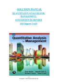 Solution Manual for Quantitative Analysis for Management 14th Edition by Barry Render &ndash; Complete Instructor Solutions for All Chapters 1&ndash;15 with Detailed Problem Answers