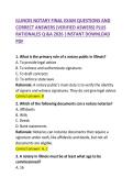 Illinois Notary Final Exam Questions and Correct Answers