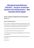 HESI Mental Health NGN Exam 2026&sol;2027 &ndash; Version B&colon; Actual Exam Questions with Verified Answers &ndash; Next Generation NCLEX Aligned
