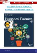 Solution Manual for Personal Finance 14th Edition by German & Fox &ndash; Complete Instructor Solutions for All Chapters with Detailed Answers