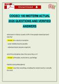 COGSCI 180 MIDTERM ACTUAL 2026 QUESTIONS AND VERIFIED ANSWERS