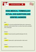 HOSA MEDICAL TERMINOLOGY ACTUAL 2026 QUESTIONS AND VERIFIED ANSWERS