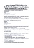 Latest Version Of Clinical Nursing Skills And Techniques Complete Exam Questions And Answers 2026&sol;2027