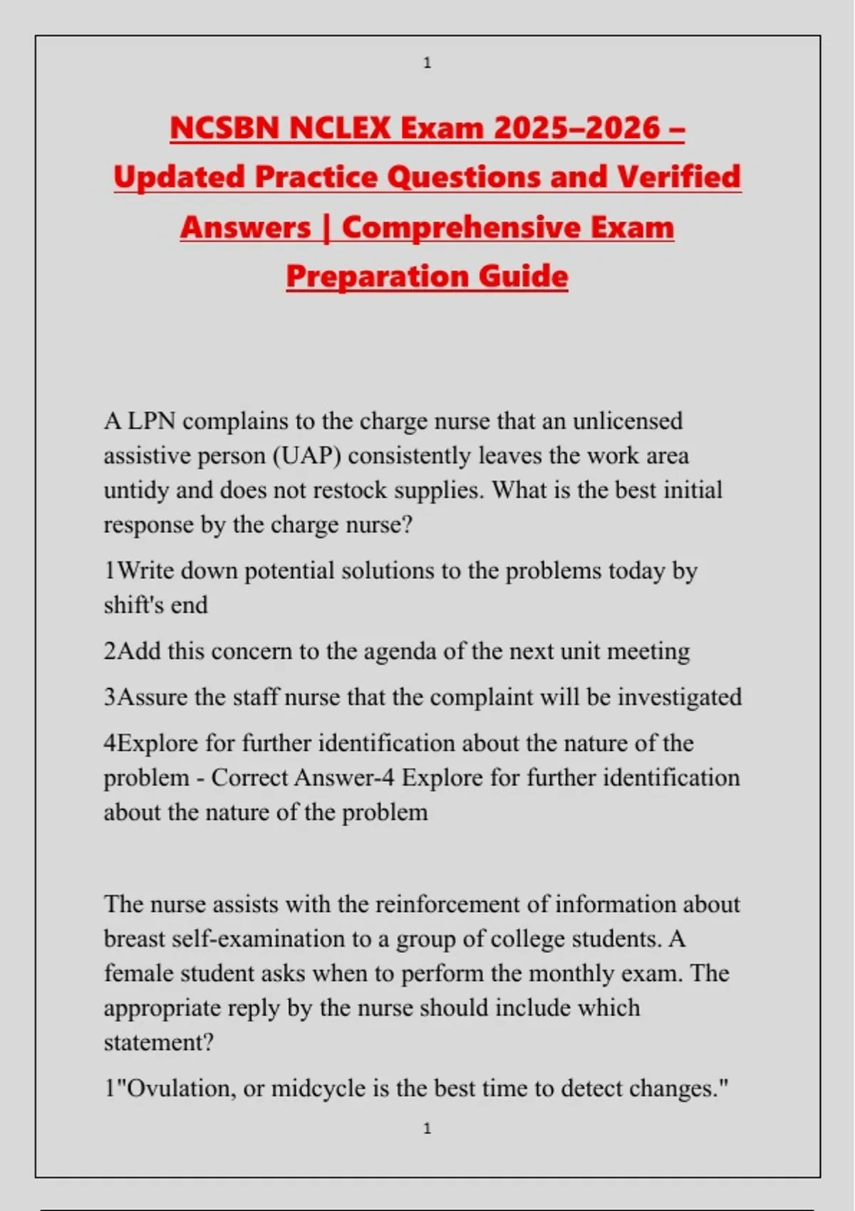 NCSBN NCLEX Exam 2025–2026 – Updated Practice Questions and Verified ...