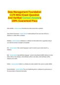 Data Management Foundation C175 WGU Exam Question And Verified Correct Answers 100&percnt; Guaranteed Pass