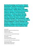 Nursing Knowledge and Practice&colon; Patient Assessment&comma; Physical and Neurocognitive Evaluation&comma; Vital Signs and Clinical Measurements&comma; Health History and Body Systems Review&comma; Nutritional Assessment&comma; Cultural&comma; Spiritual&comma; and Psychosocial Competence&comma; Evidence-B