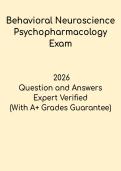 Behavioral Neuroscience &lpar;Psychopharmacology Exam&rpar; PDF &vert; Study Guide & Practice Questions 2026