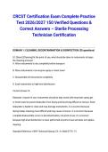 CRCST Certification Exam Complete Practice Test 2026&sol;2027&colon; 150 Verified Questions & Correct Answers &ndash; Sterile Processing Technician Certification