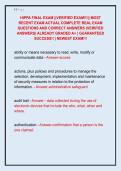 HIPPA FINAL EXAM &vert;&vert;VERIFIED EXAM&excl;&excl;&excl;&vert;&vert; MOST  RECENT EXAM ACTUAL COMPLETE REAL EXAM  QUESTIONS AND CORRECT ANSWERS &lpar;VERIFIED  ANSWERS&rpar; ALREADY GRADED A&plus; &vert; GUARANTEED  SUCCESS&excl;&excl; &vert; NEWEST EXAM&excl;&excl;&excl;