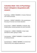 Columbus State - Intro&period; to Psychology - Exam 1 &lpar;Chapters 1-5&rpar; questions with answers
