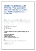 HESI RN FUNDAMENTALS OF  NURSING FINAL EXAM &lpar;2026&rpar;  UPDATE&excl;&excl;&excl; With Correct Verified  And Well Analyzed Answers Graded A&plus;