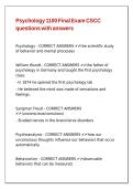 Psychology 1100 Final Exam CSCC questions with answers