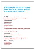 HONDROS NUR 160 Actual Complete  Exam With Correct Verified And Well  Analyzed Answers Graded A&plus;