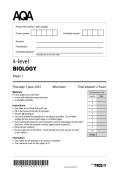 2025 AQA A Level Biology Paper 1 &ndash; Actual Exam PDF &vert; Verified Questions &vert; High-Scoring Resource