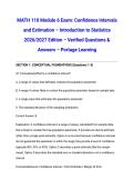 MATH 110 Module 6 Exam&colon; Confidence Intervals and Estimation &ndash; Introduction to Statistics 2026&sol;2027 Edition &ndash; Verified Questions & Answers &ndash; Portage Learning
