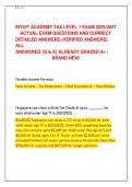 INTUIT ACADEMY TAX LEVEL 1 EXAM 2026&sol;2027  ACTUAL EXAM QUESTIONS AND CORRECT   DETAILED ANSWERS &lpar;VERIFIED ANSWERS&rpar;  ALL   ANSWERED &lbrace;Q & A&rcub; ALREADY GRADED A&plus; &vert;  BRAND NEW&excl; 