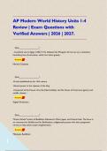 AP Modern World History Units 1-4 Review &vert; Exam Questions with Verified Answers &vert; 2026 &vert; 2027&period;    