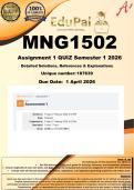 MNG1502 Assignment 1 &lpar;COMPLETE ANSWERS&rpar; Semester 1 2026 - DUE 1 April 2026