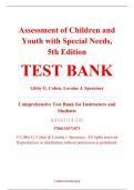 Test Bank &ndash; Assessment of Children and Youth with Special Needs&comma; 5th Edition &ndash; Libby G&period; Cohen & Loraine J&period; Spenciner &ndash; ISBN 9780133571073 &lpar;Chapters 1&ndash;18 Covered&rpar;