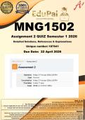 MNG1502 Assignment 2 QUIZ &lpar;COMPLETE ANSWERS&rpar; Semester 1 2026 - DUE 22 April 2026