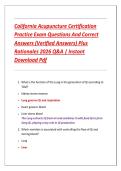 California Acupuncture Certification  Practice Exam Questions And Correct  Answers &lpar;Verified Answers&rpar; Plus  Rationales 2026 Q&A &vert; Instant  Download Pdf 