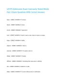 UCVTS Admissions Exam Commonly Tested Words Part 2 Exam Questions With Correct Answers