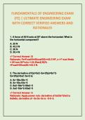 FUNDAMENTALS OF ENGINEERING EXAM &lpar;FE&rpar; &vert; ULTIMATE ENGINEERING EXAM WITH CORRECT VERIFIED ANSWERS AND RATIONALES