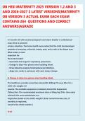 OB HESI MATERNITY 2025 VERSION 1&comma;2 AND 3  AND 2026-2027 2 LATEST VERSIONS&vert;MATERNITY  OB VERSION 3 ACTUAL EXAM EACH EXAM  CONTAINS 264  QUESTIONS AND CORRECT  ANSWERS&vert;AGRADE  