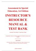 Instructor&rsquo;s Resource Manual & Test Bank &ndash; Assessment in Special Education&comma; 1st Edition &ndash; Witte&comma; Woodin&comma; Bogan &ndash; ISBN 9780132108195 &lpar;Chapters 1&ndash;15 Covered&rpar;