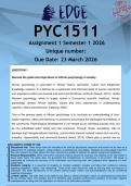 PYC1511 Assignment 1 &lpar;ANSWERS&rpar; Semester 1 2026 - DISTINCTION GUARANTEED