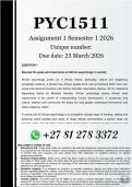 PYC1511 Assignment 1 &lpar;COMPLETE ANSWERS&rpar; Semester 1 2026 - DUE 23 March 2026 