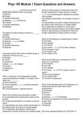 Phys 165 Module 1 Exam Questions and Answers