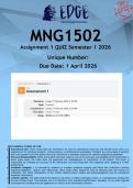 MNG1502 Assignment 1 QUIZ &lpar;ANSWERS&rpar; Semester 1 2026 - DISTINCTION GUARANTEED