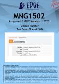 MNG1502 Assignment 2 QUIZ &lpar;ANSWERS&rpar; Semester 1 2026 - DISTINCTION GUARANTEED
