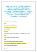 TELECOM TOWER TECHNICIAN EXAM  1  VERSION 2 2026&sol;2027 WITH ACTUAL  CORRECT QUESTIONS AND VERIFIED  DETAILED ANSWERS &vert;CURRENTLY TESTING  QUESTIONS AND SOLUTIONS&vert;ALREADY  GRADED A&plus;&vert;NEWEST &vert;BRAND NEW  VERSION&vert;JUST RELEASED&excl;&excl; 