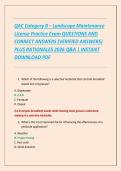 QAC Category B &ndash; Landscape Maintenance License Practice Exam QUESTIONS AND CORRECT ANSWERS &lpar;VERIFIED ANSWERS&rpar; PLUS RATIONALES 2026 Q&A &vert; INSTANT DOWNLOAD PDF