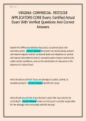VIRGINIA COMMERCIAL PESTICIDE APPLICATORS CORE Exam&semi; Certified Actual  Exam With Verified Questions And Correct  Answers