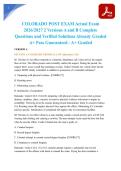 COLORADO POST EXAM Actual Exam 2026&sol;2027 2 Versions A and B Complete Questions and Verified Solutions Already Graded A&plus; Pass Guaranteed - A&plus; Graded