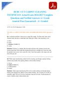 IICRC CCT CARPET CLEANING TECHNICIAN Actual Exam 2026&sol;2027 Complete Questions and Verified Answers A&plus; Grade Assured Pass Guaranteed - A&plus; Graded