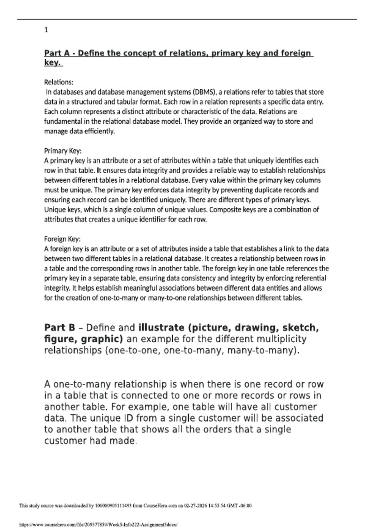 INFO 222 Week 5: Database Exercise Assignment | With complete solution ...