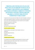 VIRGINIA LIFE INSURANCE EXAM AND  PRACTICE EXAM 2026&sol;2027 WITH ACTUAL  CORRECT QUESTIONS AND VERIFIED  DETAILED ANSWERS &vert;CURRENTLY TESTING  QUESTIONS AND SOLUTIONS&vert;ALREADY  GRADED A&plus;&vert;NEWEST &vert;BRAND NEW  VERSION&vert;JUST RELEASED&excl;&excl; 