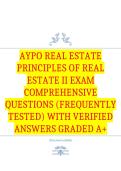 AYPO Real Estate Principles of Real Estate II Exam Comprehensive Questions &lpar;Frequently Tested&rpar;with Verified Answers Graded A&plus;