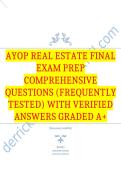 AYOP Real Estate Final Exam Prep Comprehensive Questions &lpar;Frequently Tested&rpar; with Verified Answers Graded A&plus;