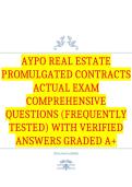 AYPO Real Estate Promulgated contracts actual exam Comprehensive Questions &lpar;Frequently Tested&rpar; with Verified Answers Graded A&plus;