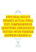 Aypo real estate Finance Actual Final Test Comprehensive Questions &lpar;Frequently Tested&rpar; with Verified Answers Graded A&plus;